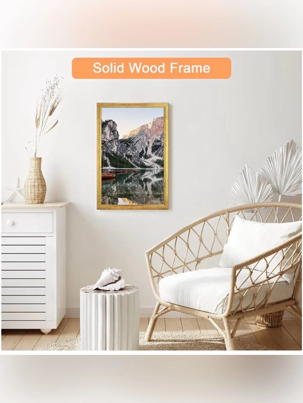 Gold Wood Rectangular Picture Frame Portrait or Landscape 12x16”